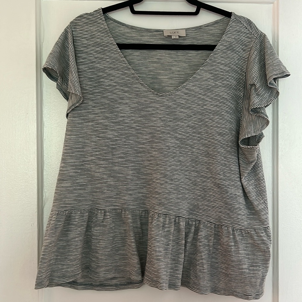 Gray and white stripped loft shirt